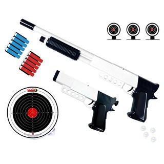 金牌射擊專業套組 空氣手槍+步槍, 1組, 白色 + 黑色