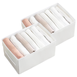 衣櫃分格收納袋 7格, 升級版尼龍+PP材質, 白色, 36 x 25 x 20cm, 2個