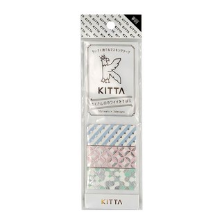 KING JIM KITTA 隨身攜帶和紙膠帶 10張 x 3種設計, 銀箔幾何, 1組