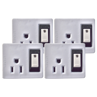 PRACTICAL 實用牌 1開3插電分接器 台灣3P2P全可插 過載保護, 5.9cm, 白色, 4個