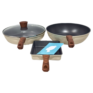 Queen Chef 韓國Light Plus鈦合金不沾鍋28cm, 雪藏白, 炒鍋28cm + 平底鍋28cm + 鍋蓋28cm + 玉子燒鍋16 x 19.5cm, 1組