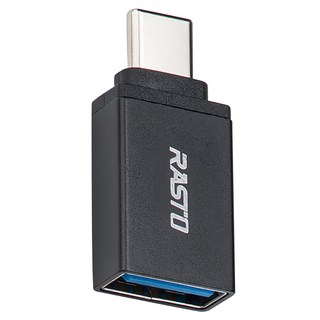 RASTO USB轉Type-C 鋁製 轉接頭 RX59, 黑色, 1個