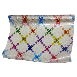 60X300CM 特長防窺抗UV無膠玻璃靜電貼, 七彩網格線, 1個