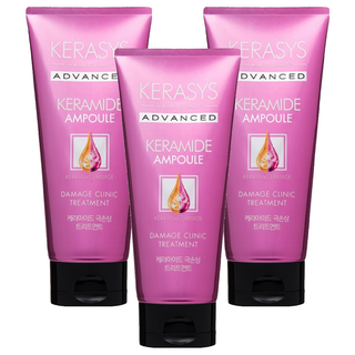 KERASYS Advance 專業安瓶護髮素, 摩洛哥堅果精油改善分岔斷裂, 角蛋白神經醯胺柔順秀髮, 200ml, 3條
