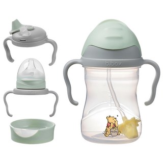 b.box 澳洲 四合一吸管水杯套裝組, 3m+奶嘴杯蓋, 4m+鴨嘴杯蓋, 6m+學飲杯, 12m+訓練杯蓋, 小熊維尼, 240ml, 1組