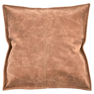 HOLA 和樂家居 針線拼接牛皮抱枕, 咖色