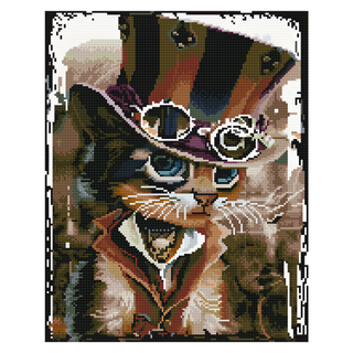 ArtLife 藝術生活 鑽石畫 GJ5861 紳士貓 6歲以上適用, 木色