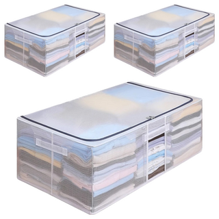 超大防水床底收納箱, 80 x 47 x 24.4cm, 透明, 3個