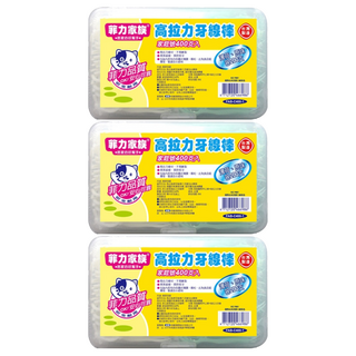 菲力家族 高拉力牙線棒 家庭號 清新薄荷口味 人體工學設計握柄, 400支, 3盒