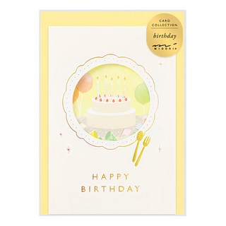 日本 MIDORI 造型花窗卡片 生日蛋糕, 生日蛋糕 米白色, 1張