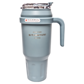 Sitarayuri 吸管保溫把手杯, 1.48L, 304不鏽鋼材質, 藍色, 1個