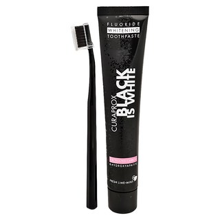 CURAPROX 酷瑞絲 Black Is White 酷黑淨白牙刷牙膏 配合正確刷牙習慣, 1組, 90ml