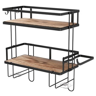 德利生活 水箱馬桶雙層置物架 黑色 浴室收納 居家收納, 1入