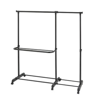 ikloo 宜酷屋 單層雙桿多功能伸縮曬衣架, 黑色, 1組