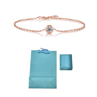 S925 純銀時尚鑲鑽手鏈 精選莫桑鑽 加長鏈尾, 5cm, 玫瑰金, 1盒