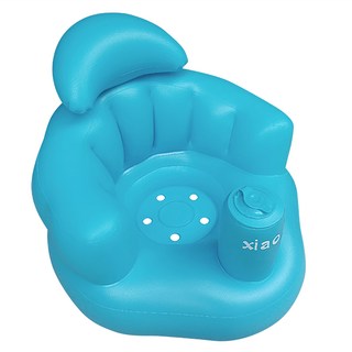 E.dot 按壓式加大款充氣小沙發 藍色 PVC材質, 50 x 40 x 45cm