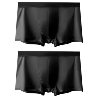 石墨烯冰絲涼感平口內褲 2件, 3XL, 黑色