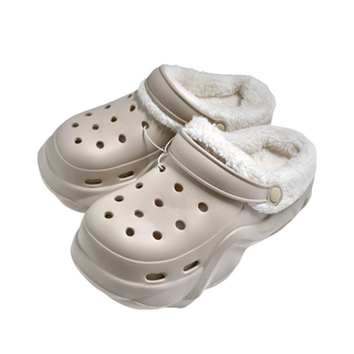 ego life 星星配飾柔軟毛絨 EVA增高厚底洞洞鞋 39-40, 245~250mm, 卡其色