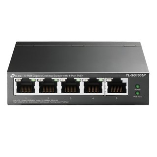tp-link 5埠 Gigabit 桌上型交換器 含4埠PoE+, TL-SG1005P, 1個