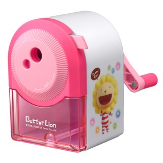 SIMBALION 雄獅 奶油獅 大小通吃削鉛筆機, 星光藍/粉紅, 尺寸: 寬8cm x 深13cm x 高11.5cm, 粗細筆桿通用, 可自行調整尖銳角度, 星光 粉紅色 + 白色, 1個