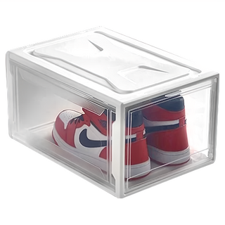 翻蓋磁吸鞋盒 透明可疊加, 白色, 1個