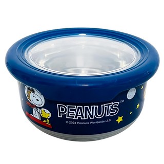 PEANUTS 史努比 304不銹鋼隔熱防滑碗 720ml, 藍色, 1個