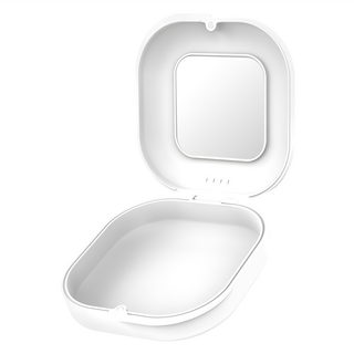 外出透氣攜帶盒 含鏡子 新款 磁吸款, 象牙白, 1個
