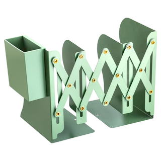 特大加厚金屬書架 可伸縮 + 筆筒款, 綠色