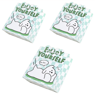 禮品袋套裝 220 x 245 x 100mm 白卡紙, 享受當下 白色 + 綠色, 3個