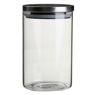 Premier 玻璃密封罐 亮銀色 950ml - 密封保鮮、防潮防蟲、廚房收納好幫手, 單件, 1個