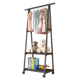 mohe 木暉居家 簡約帶輪三角轉角置物衣帽掛架 BKAR1547-W 1.92kg, 黑色