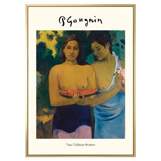 菠蘿選畫所 保羅高更 兩位大溪地婦I 掛畫 AVAR5746G, 金色