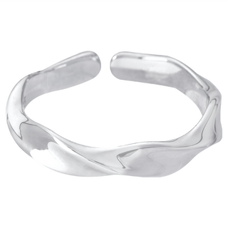 MARIGOLD 美爾朵 海浪波紋可調式925純銀戒指 KMD156, 內直徑1.7cm, 銀色