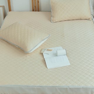 BUHO 布歐 沁透涼爽可水洗抗菌乳膠涼墊枕套3件組, 涼感墊 + 枕套 2個, 杏奶色