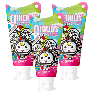 QRIOUS 奇瑞斯 兒童健康護齒膏，蜜蜜粉草莓口味，1000ppm MFP, 60g, 3條