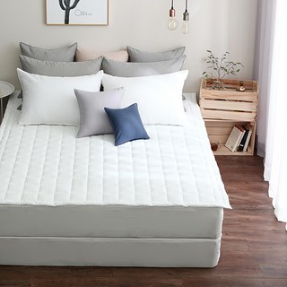 tacca tacca 泡泡紗夏天固定式鬆緊帶保潔墊, 雙人 150*200cm, 白色