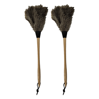 SHIMOYAMA 日式復古風木質長柄鴕鳥毛除塵撢, 2支, 木色