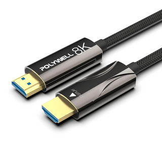 POLYWELL 寶利威爾 HDMI 8K AOC光纖線 4K144 8K60 UHD 工程線 PW15-W60-R005 黑色, 5m, 1條