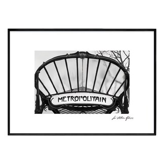 美哉巴黎地鐵站 METROPOLITAIN 黑白攝影 裱框藝術畫, 黑色
