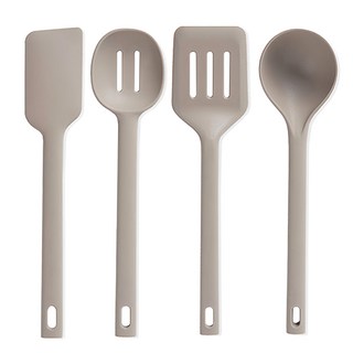 Paintinfo 現代矽膠炊具四件套裝, 灰色, 1組, 湯匙1入+奶油刀1入+漏勺1入+漏鏟1入