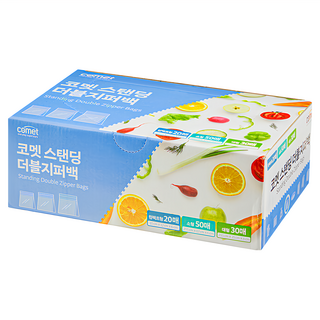 comet 立體雙層夾鍊袋 方形 20個 + 小 50個 + 大 30個, 方形 + 小 + 大, 100個, 1盒