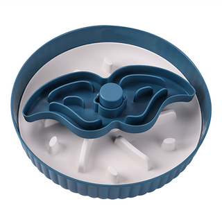 寵物夢工廠 旋轉慢食碗, 鬍子款藏青藍色, 1個