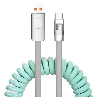 Other Us Type C to USB A 線圈快速充電線, 薄荷綠, 65cm, 1條