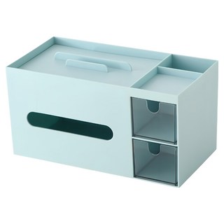 小麥購物 實用美學多功能桌面收納盒, 2層, 藍色
