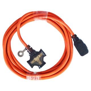 PowerWork 動力工廠 耐熱動力軟線 1對3座 F型平貼式插頭, 4.5m, 橘色, 1條