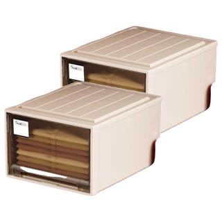 D4423 抽屜式儲物箱 透明茶色 省空間高效收納, 53 x 44 x 23cm, 2盒