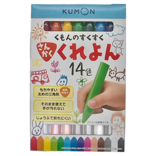 KUMON 三角蠟筆 3歲以上, 14色, 1盒