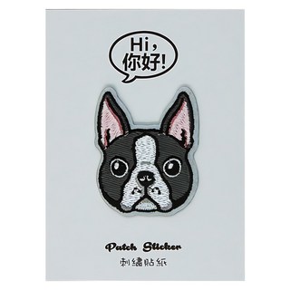 Hi 你好 刺繡貼紙, 波士頓㹴, 1張