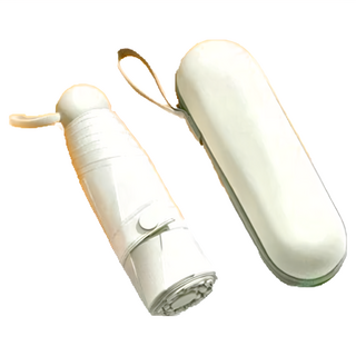 圓柄6骨5折膠囊雨傘, 磨砂手柄, 鋁合金傘架, UPF>=50+, 防曬防雨, 小巧好攜帶, 白色