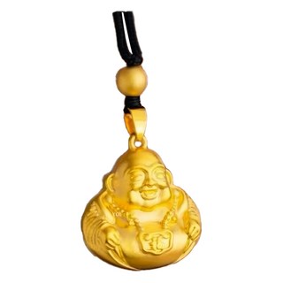 天相 彌勒佛金鑲玉項鍊 24K金99.9% 墜子約2.5cm x 3.2cm, 1條, 金色